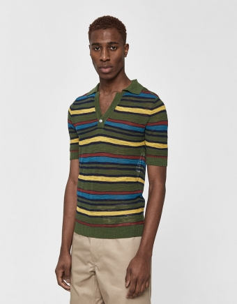 Le Polo Rayé Short-Sleeve Shirt in Multicolor