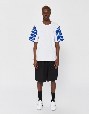 S/S Half Stitched Stripes Jersey T-Shirt in Royal Blue