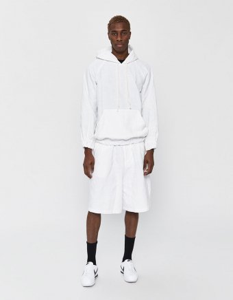 Pullover Hoodie in White Floral Jacquard