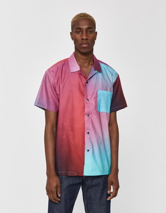 S/S Hawaiian Button Up Shirt in Synth Aura