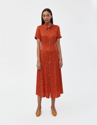 Satin Jacquard Shirt Dress