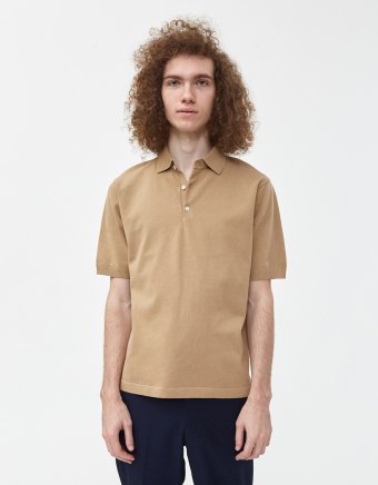 Knit Jersey Polo in Khaki