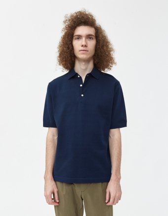 Knit Jersey Polo in Navy