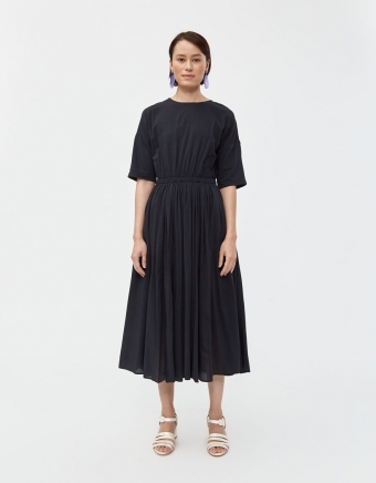 Pleated Dress in Faded Black