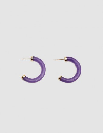 Stone Hoop Earrings in Lavender Jade