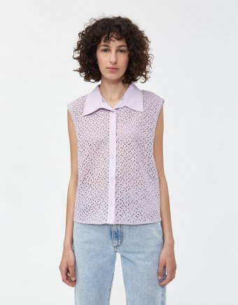 Dabe Top in Lilac Eyelet