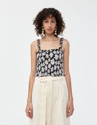 Augustine Smocked Top in Daisy